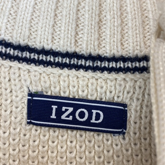 IZOD fair isle quarter zip sweater XL cream Heritage Americana apres ski - Picture 7 of 10